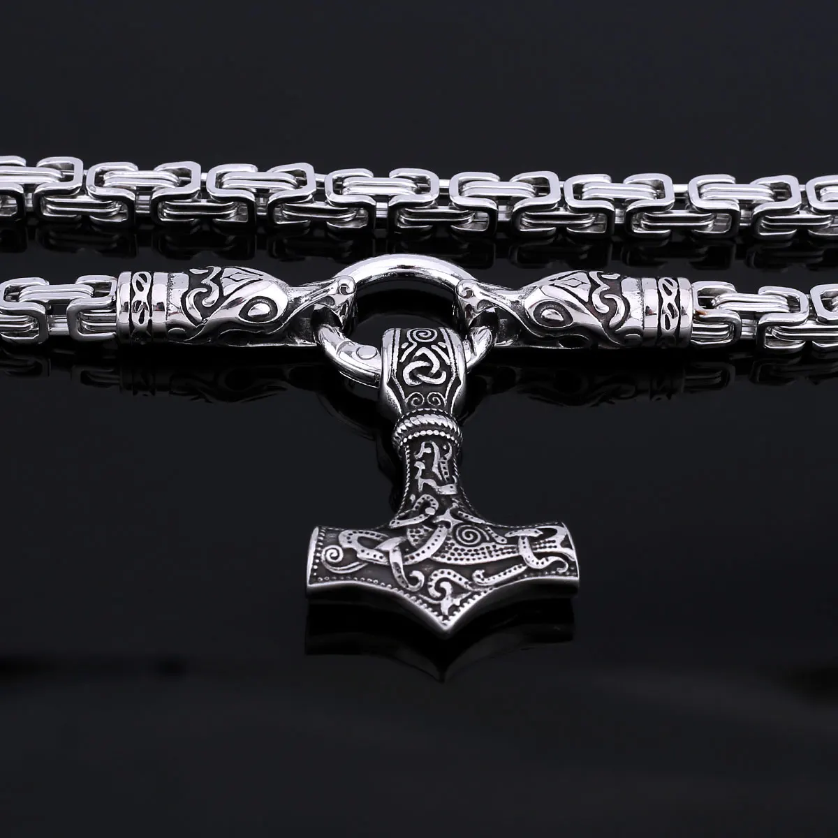 Оригинальное ожерелье из нержавеющей стали с изображением животных викингов