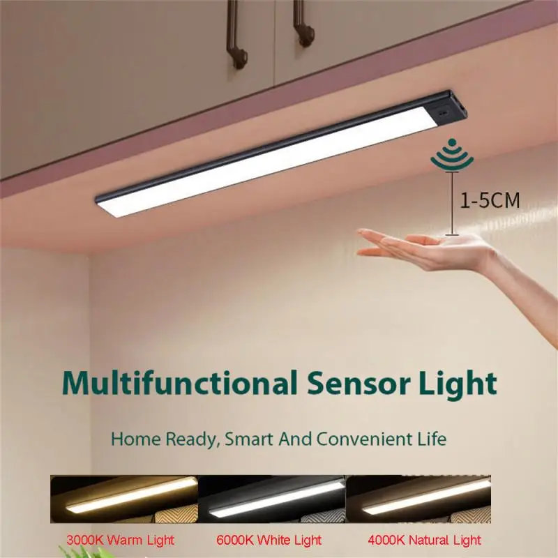 

LED Hand Sweep Sensor Under Cabinet Lights USB Rechargeable Kitchen Night Light Wardrobe Lighting Lamp Bar Bedroom Night Light