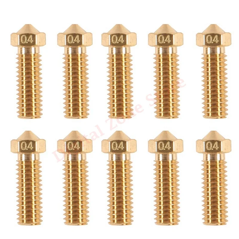 

10Pcs V6 Brass Volcano Nozzle Kit 0.2mm,0.4mm,0.6mm,0.8mm, Extruder Print Head for 3D Printer Filament 1.75mm V5-V6 M6