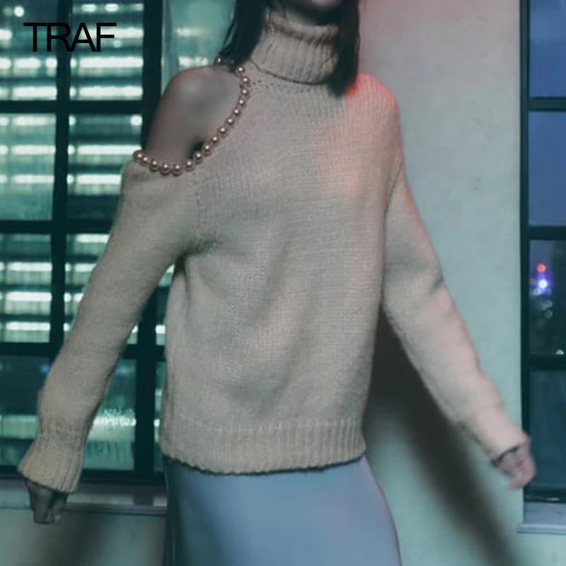 

Женский укороченный свитер с бусинами, с длинным рукавом