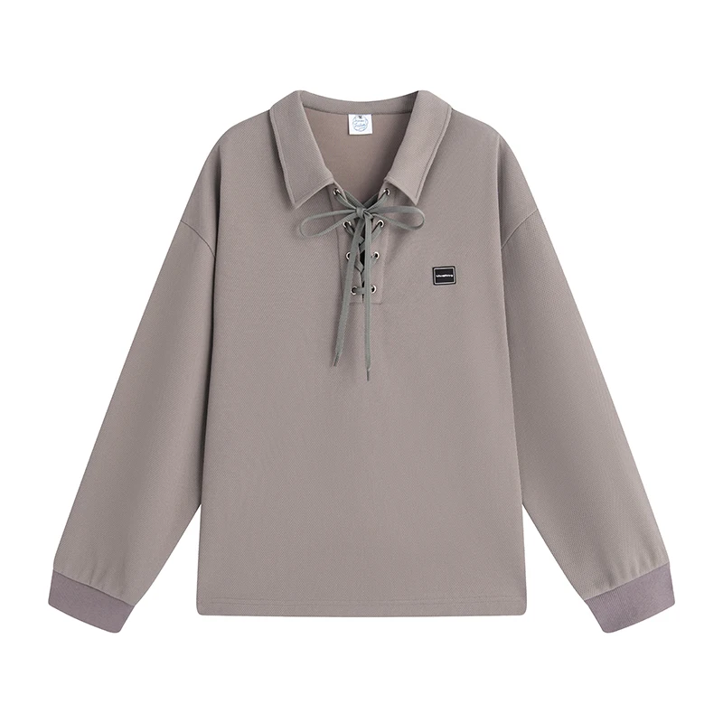 Рубашка женская демисезонная с длинным рукавом и воротником-поло