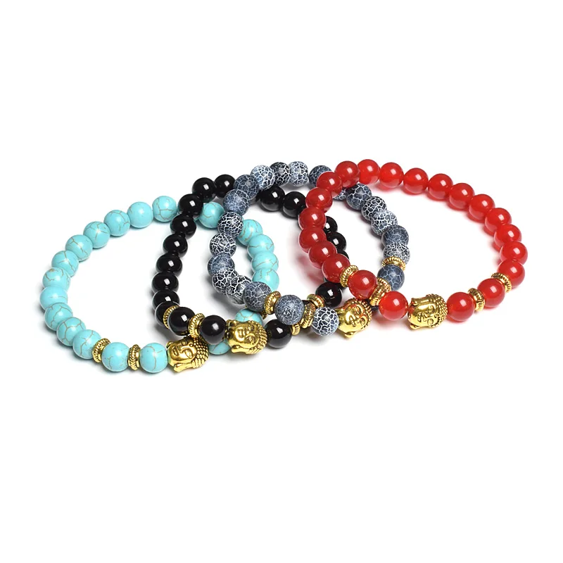 

Buddha Head Charm Bracelets Fashion Jewelry Wristband Elastic Adjustable Barcelets For Women Men Beads Bangles Wholesale