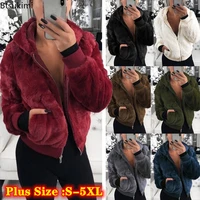 plus size 5xl womens faux fur coat autumn winter high waist hooded cardigan long sleeved thin faux rabbit fur coat jacket women