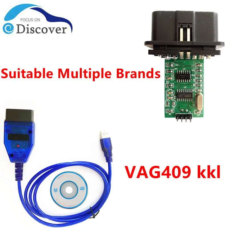 Профессиональный сканер OBD2 VAG 409 kkl с USB-интерфейсом и чипом CH340, 10 шт.