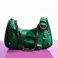 fashion womens bag 2022 new motorcycle designer handbags high quality rock chain slung shoulder bag za weave crescent bag