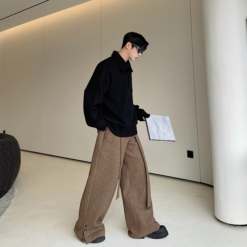 Мужские свитера в корейском стиле повседневные однотонные свободные мужские