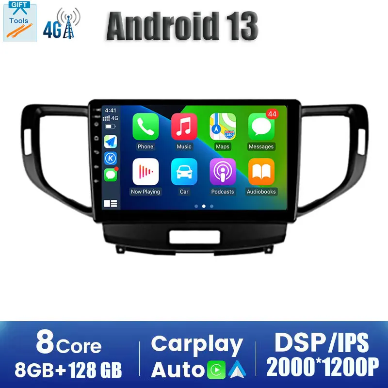 

Carplay Android 13 для Honda Accord 8 2008-2012 автомобильное радио, мультимедийный стереоплеер, Wi-Fi, GPS-навигация, без DVD