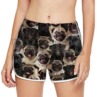 you get a lot of pug women shorts 3d all over printed shorts quick drying beach shorts summer beach swim trunks