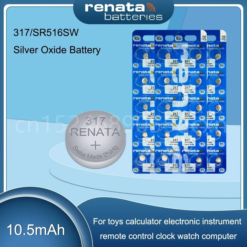 Оригинальный аккумулятор для часов Renata 317 SR516SW D317 V317 SR62 1 55 В из оксида серебра