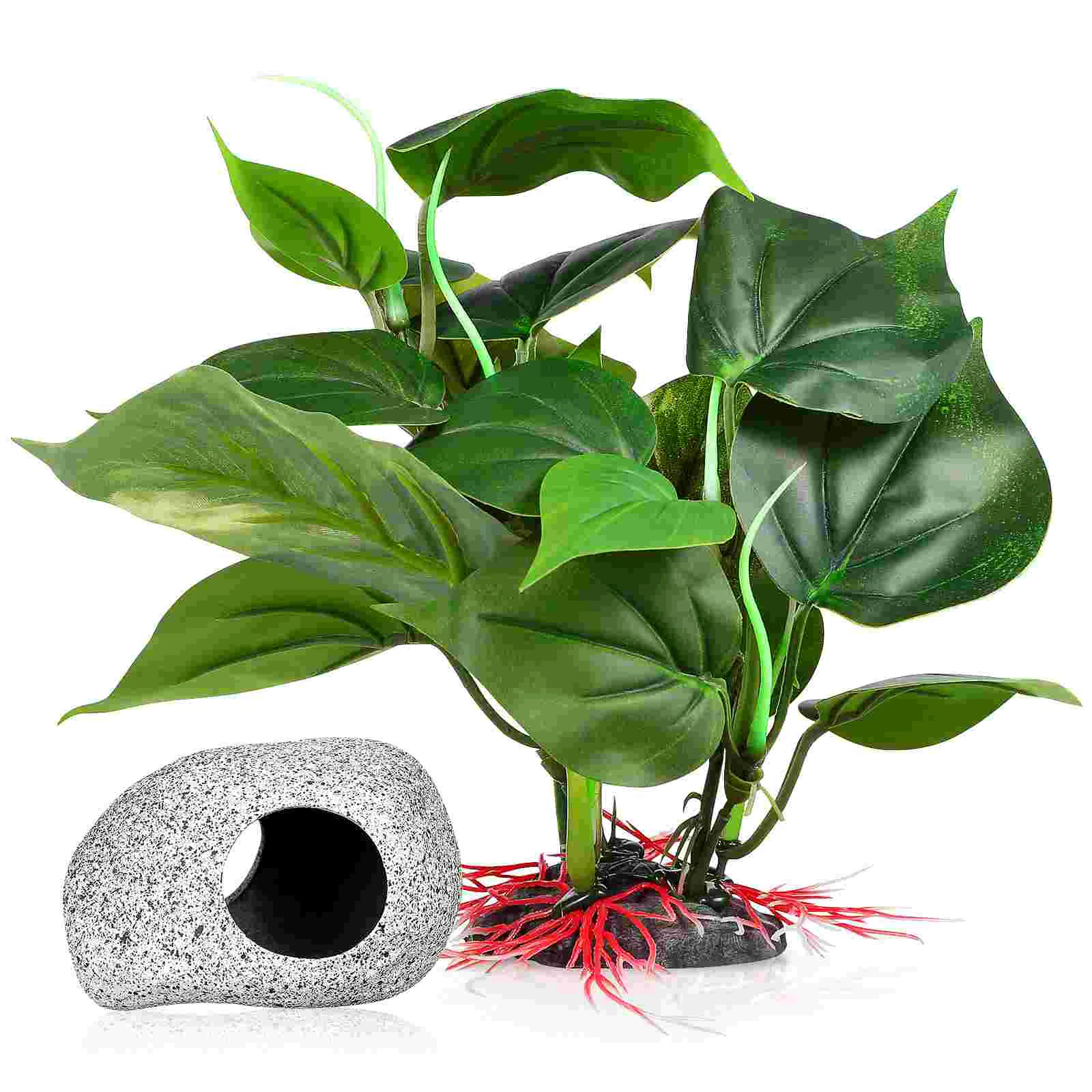 

1 Set Tank Artificial Green with Cave Artificial and Hiding Cave Artificial with Cave