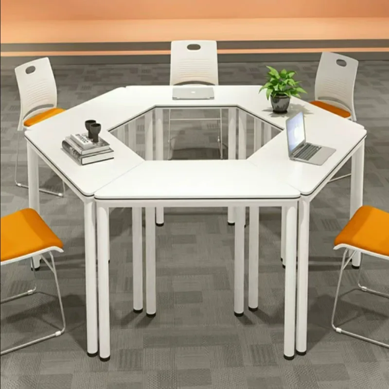 

M101 group counseling trapezoidal combination tables and chairs hexagonal training table activity classroom student desk splici