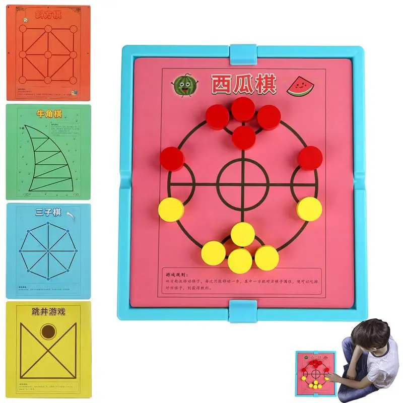 

5 In 1 Chess Toy Board Game Set Travel Game Toys For Kids Compact Educational Montessori Board Game For Kids Birthday Gift