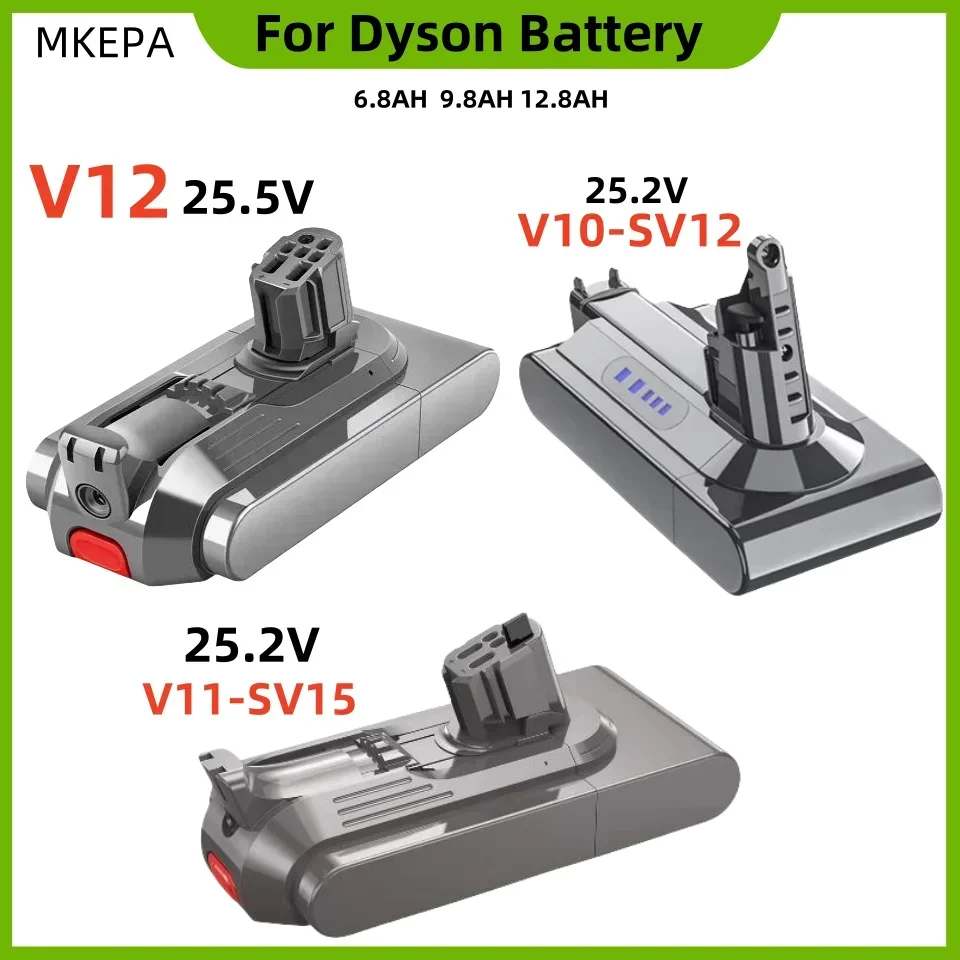 25 2 В для Dyson V12 Detect Slim Cordless V11 Absolute Extra V10 Animal V10-SV12 V11-SV15 Аккумулятор 5 12800 мАч