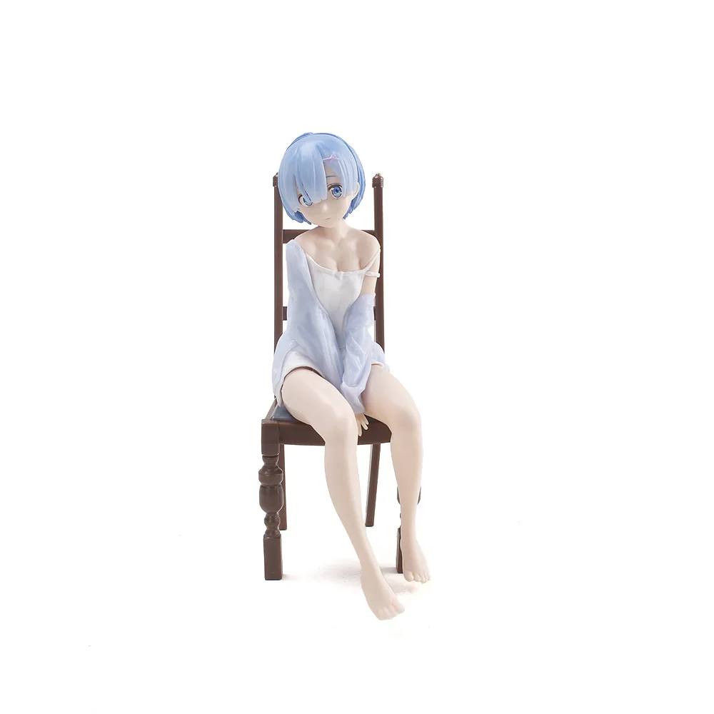 

17CM From Scratch In Another World Chair Sitting Posture Rem Pajamas Rem Anime Model Hand-made Ornaments Collection Model Toys