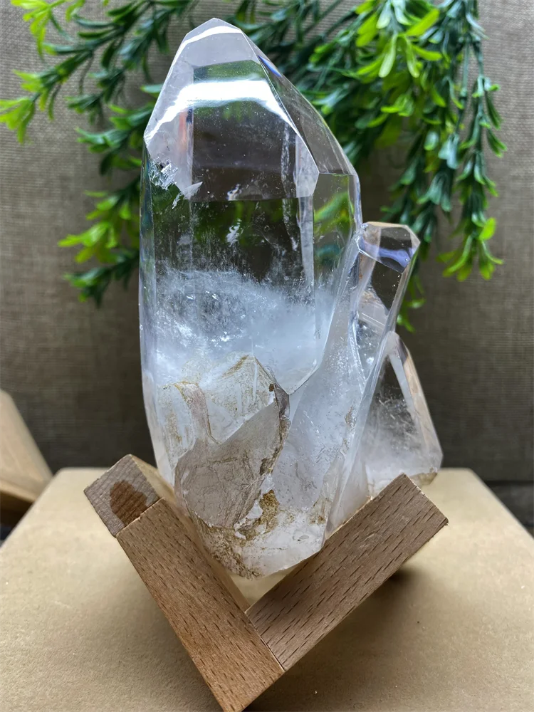 

Clear Crystal Quartz Stone Natural White Healing Tower Cluster Minerals Specimen Reiki Feng Shui Raw Ornaments Home Decor+Stand