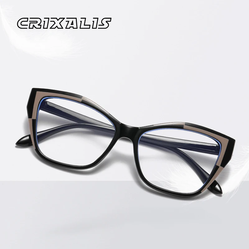 

Модные женские очки CRIXALIS с защитой от синего света, блокирующие кожу, кошачий глаз, роскошные дизайнерские очки, Женская оптическая оправа, UV400