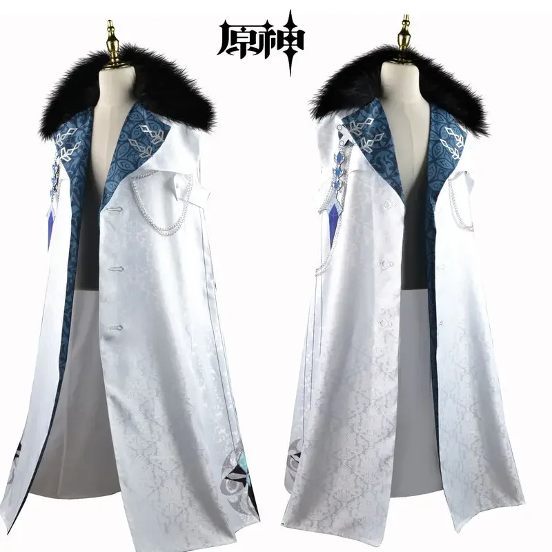 FC6Game Genshin Impact Tartaglia Доктор Косплей Костюм Плащ Одиннадцать Fatui Harbingers White Manteau Lord Childe