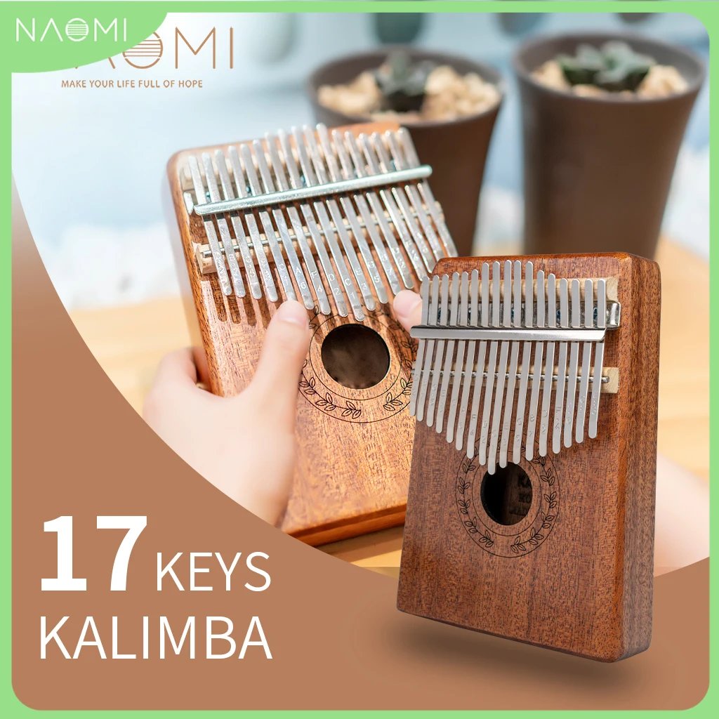 

NAOMI Kalimba 17 Keys Thumb Piano W/Waterproof Protective Box Tune Hammer Portable Mbira Sanza Finger Piano Gift For Beginners