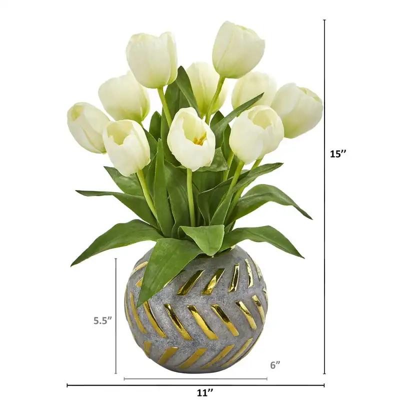 

Flower Arrangement in Decorative Vase, White