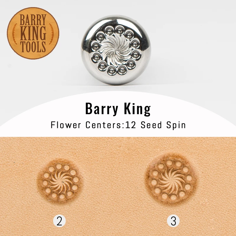 BARRY KING TOOLS Leather Stamping Tool Flower Centers Of 12 Seed Spin Leather Working Carving Embossing Printing Stamps