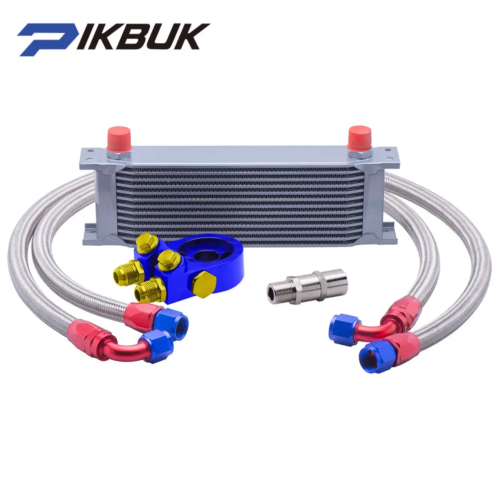 Универсальный серебристый 13 рядов комплект масляного радиатора с синим масляным