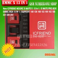 the newest moorc high speed e mate x e mate box emate emmc bga 13in 1 for 100 136 168 153 169 162 186 221 529 254 easy jtag plus