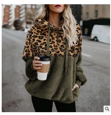 

2023 Autumn/Winter Sexy Leopard Print Zip Pocket Women's Top Plush Sweater