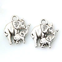 20pcs alloy elephant mom baby charms pendants for jewelry making diy accessories 14x15mm a 124