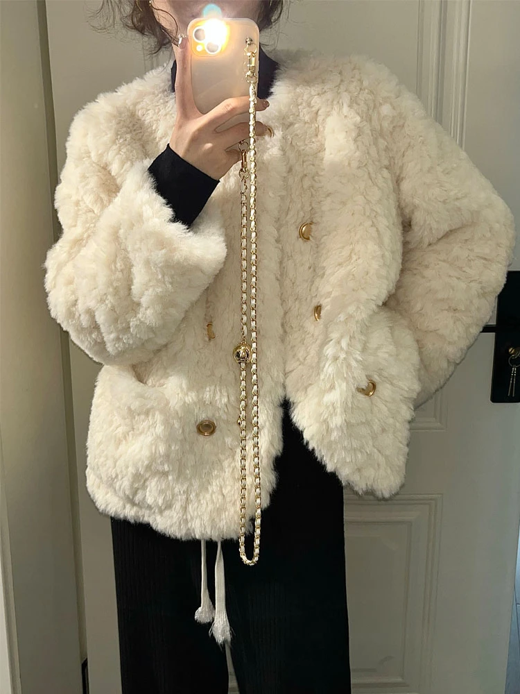 

Harajuku Thick Warm Lamb Wool Coat for Women Loose Casual White Faux Fur Jacket Casacos Femininos Winter 2022 New Goth Clothing