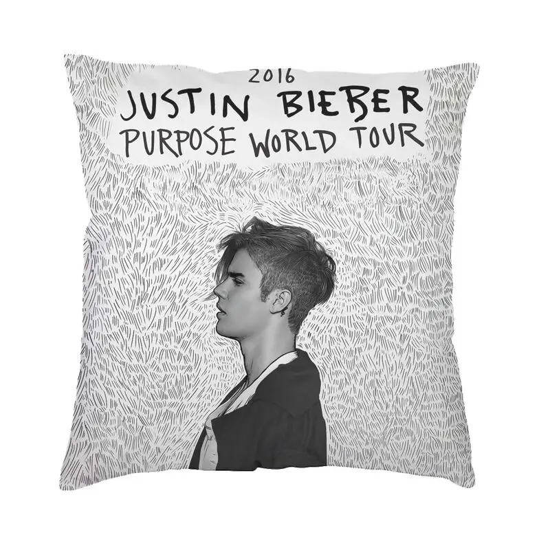 

Singer Justin Bieber Cushion Covers 45x45cm Polyester Canadian Music And Songwriter Throw Pillow Case for Car Square Pillowcase