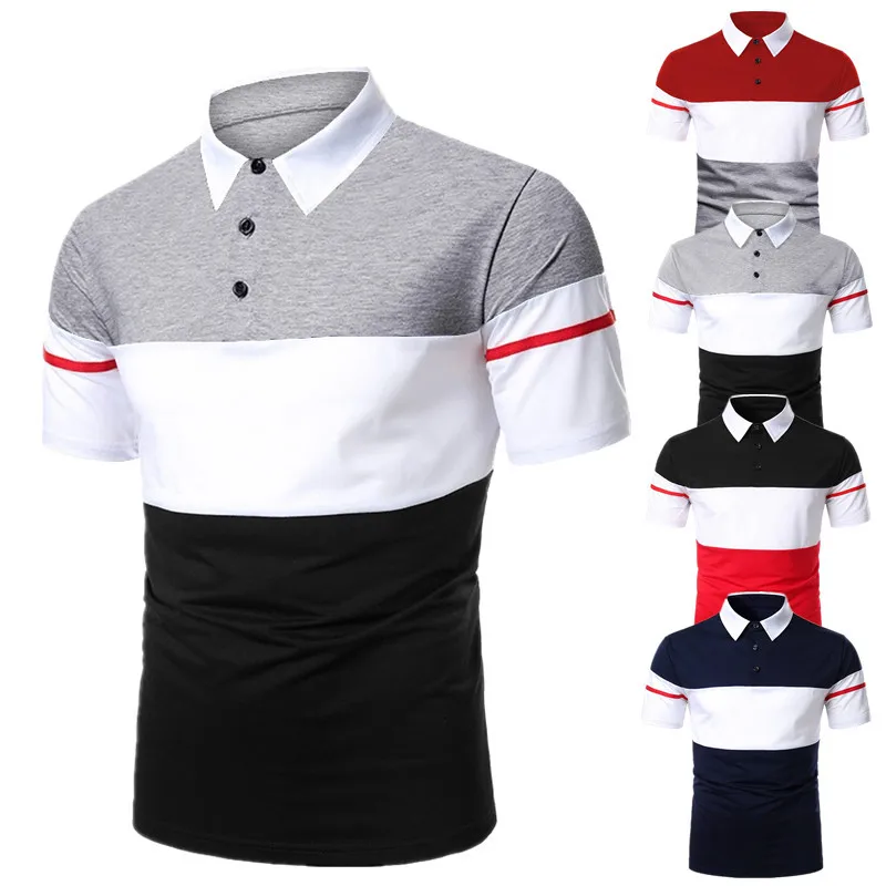 

2021New Summer Men's Polo Shirt Joining Together Letters Color Polo Shirts Brand Men Short-Sleeved Tees Shirt Man Clothes M-3XL