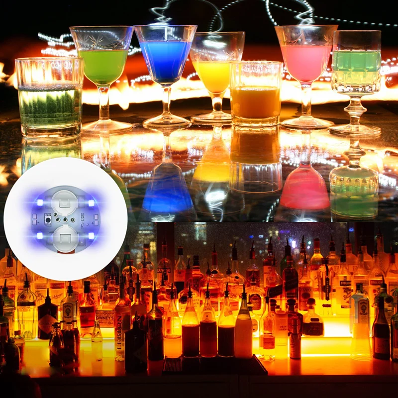 

5/10/20pcs Bottle Stickers Coasters Lights Battery Powered LED Party Drink Cup Mat Christmas Vase New Halloween Decoration Light