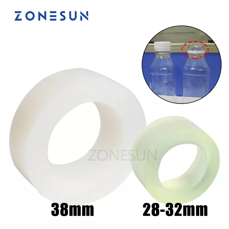 ZONESUN-máquina de tapado para portabrocas, estera de goma para taponador, 28-32mm, 38mm, botella de plástico redonda con anillo de seguridad, Portabrocas de tapado de silicona