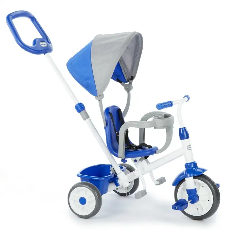 

First Trike 4-in-1 Trike in Blue, Convertible Tricycle for Toddlers with 4 Stages of Growth and Shade - for Kids Boys Girls Age