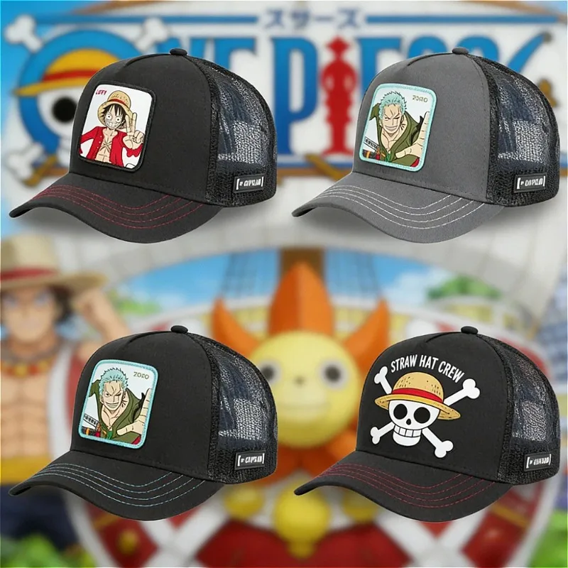 Фото Бейсболка One Piece с дизайном Луффи и Зоро, регулируемая, детская, с защитой от солнца и УФ-излучения, подарок на день рождения для фанатов аниме 2026 №1