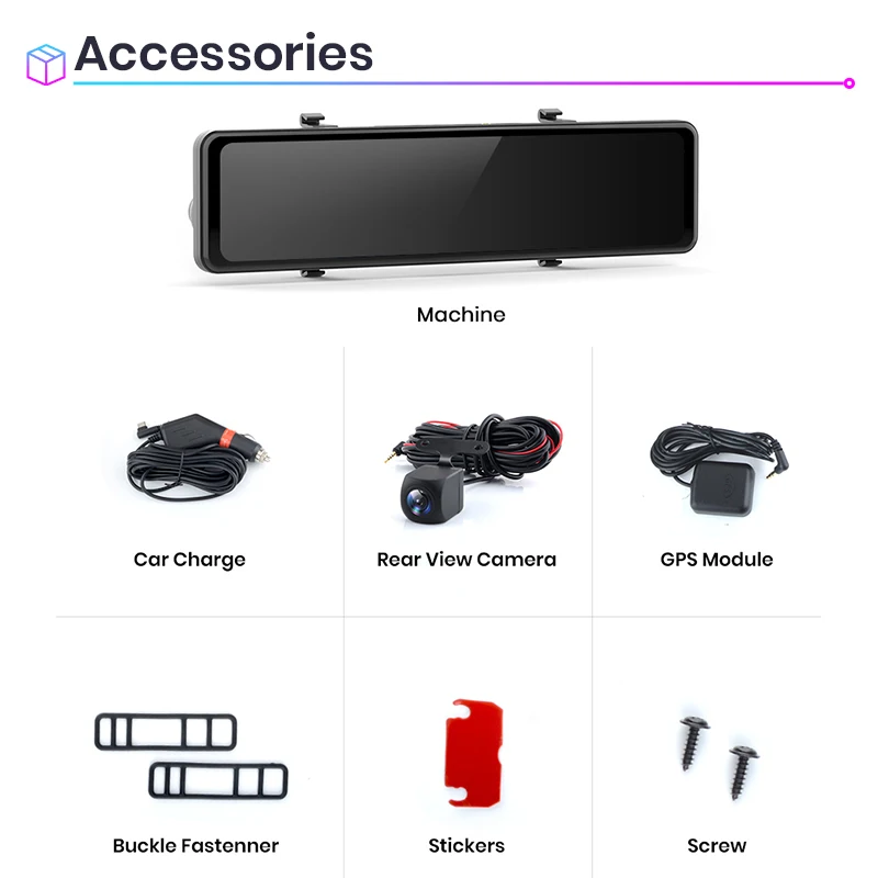 Junsun Wireless CarPlay Android Auto Rear View Mirror Dual Screen Car DVR Dash Cam 11.26” FHD 1080P Video Recorder Stream Media |