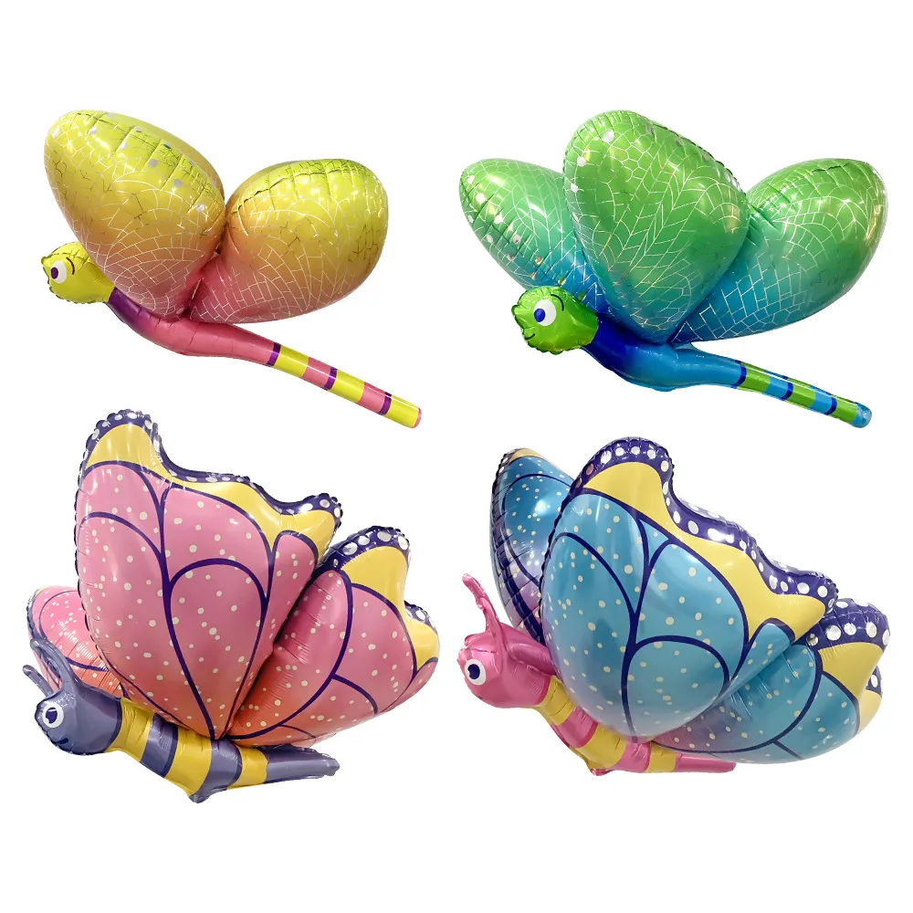 

Новый товар, трехмерные шары из алюминиевой фольги в виде бабочки и стрекозы, украшение для детского дня рождения, из алюминия
