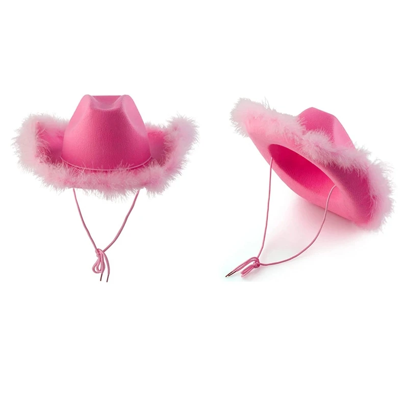 

Шляпа Cowgirl в винтажном стиле с пушистыми полями и перьями, ковбойская шляпа в западном стиле, Женская универсальная Кепка с широкими полями для карнавала, косплея, уличной съемки
