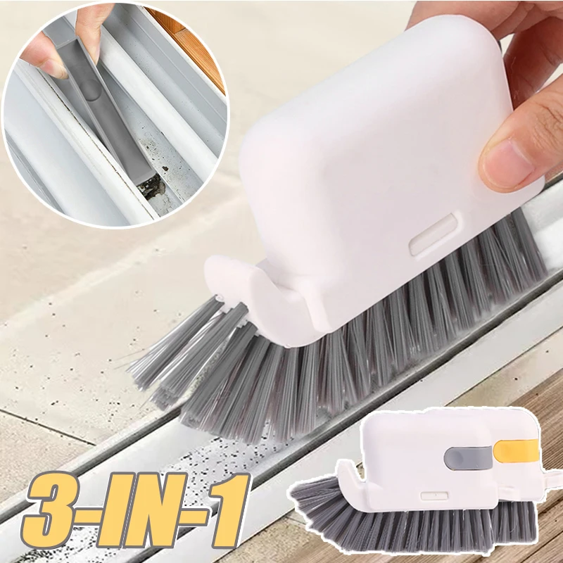 

3-IN-1 Window Groove Cleaning Brush Hand-held Sliding Door Track Crevice Cleaner Kitchen Dust Shovel Household Gap Cleaning Tool