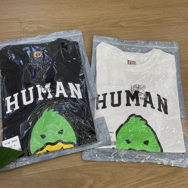 

HUMAN MADE Oversized T-shirts Black Pure Cotton Casual Green Headed Duck Print Short Sleeves