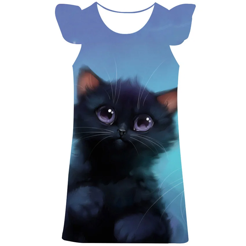 

Cute Girls Cat Dress New Summer Girl Dresses Fancy Princess Skirts Baby Kid Birthday Casual Wear Frocks 1-10 Years Old Costumes