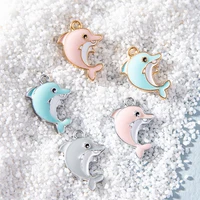 10pcs diy jewelry gifts accessories cute enamel cartoon dolphin charms keychains bracelets pendants findings for sale