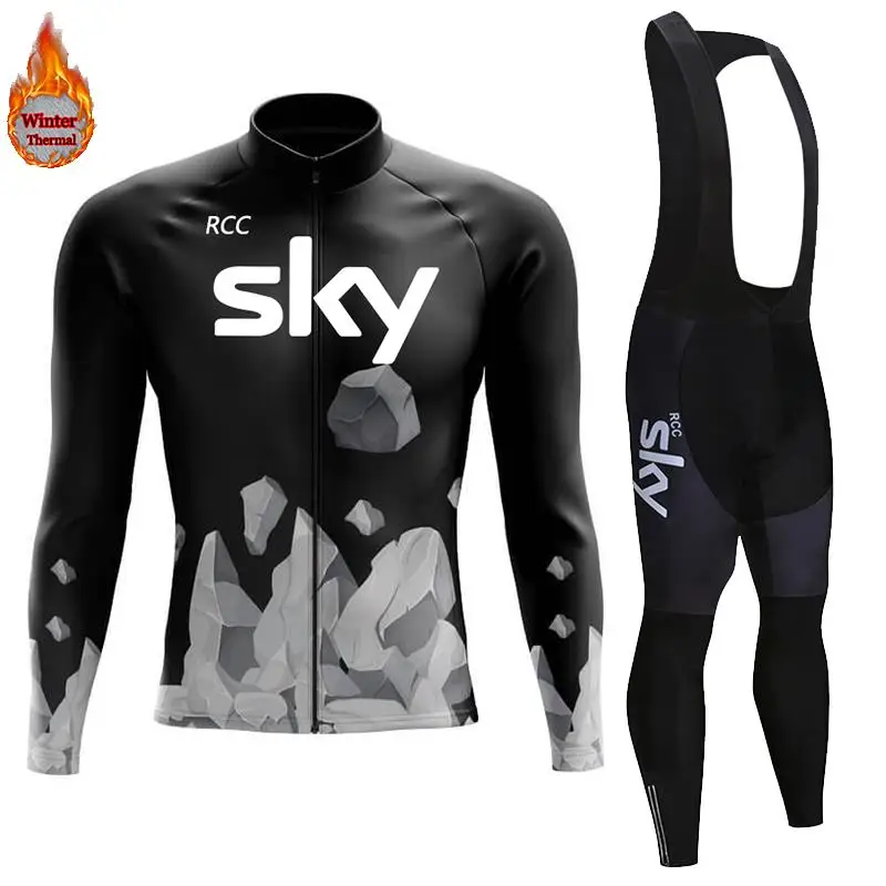 Зимний велосипедный комплект из джерси и флиса с длинным рукавом 2025