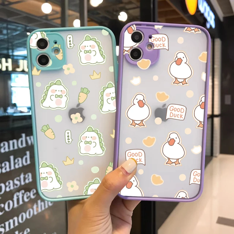 

Cute Pig Dinosaur Shockproof Matte Animal Case For iPhone 13 14 12 11 Pro Max XR XS X 7 8 Plus SE2020 12 Mini Luxury Cover Capa