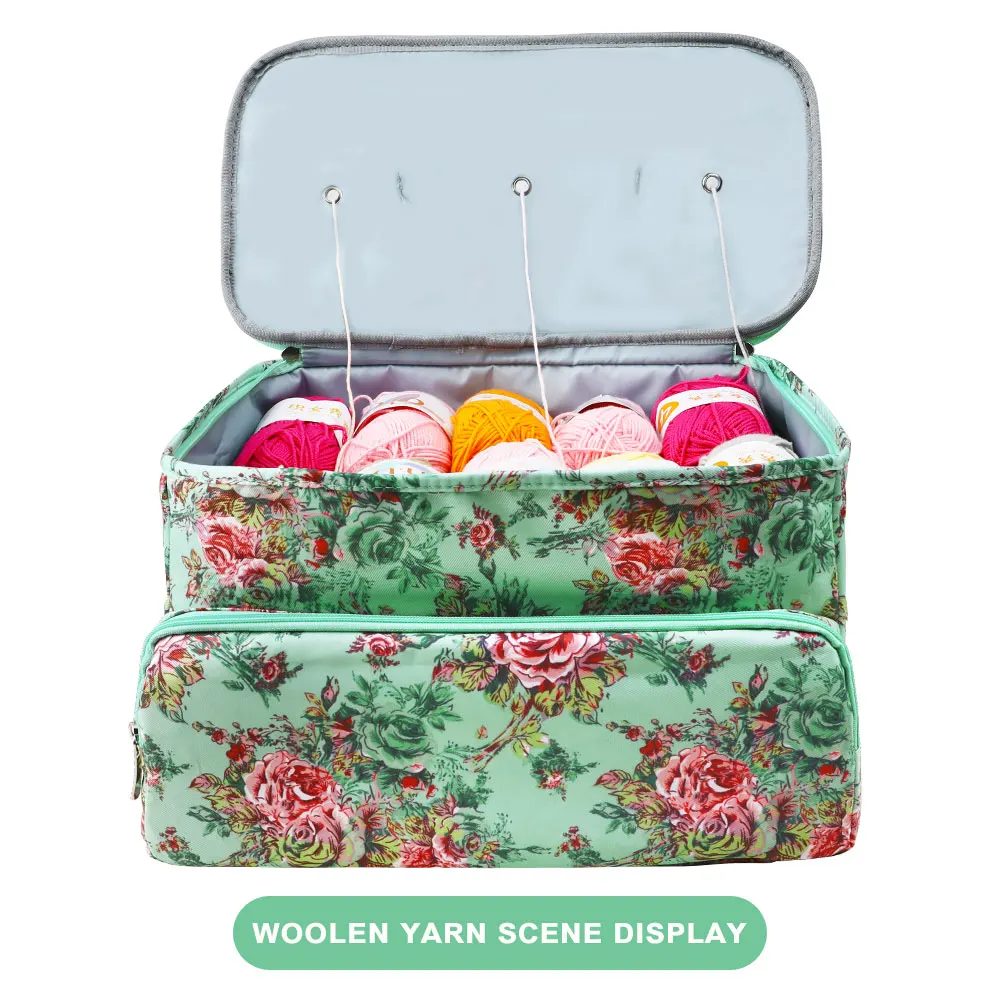 

Hot Sale New Green Color Crochet Hooks Knitting Bag Oxford Cloth Yarn Storage Bags Lagre Sewing Accessories Tote Bags Women Gift
