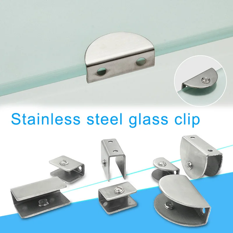 

New 2Pcs Stainless Steel Glass Clamp Holder for Window Balustrade Handrail Glass Clamps Door Hardware Home Improvement Hardware