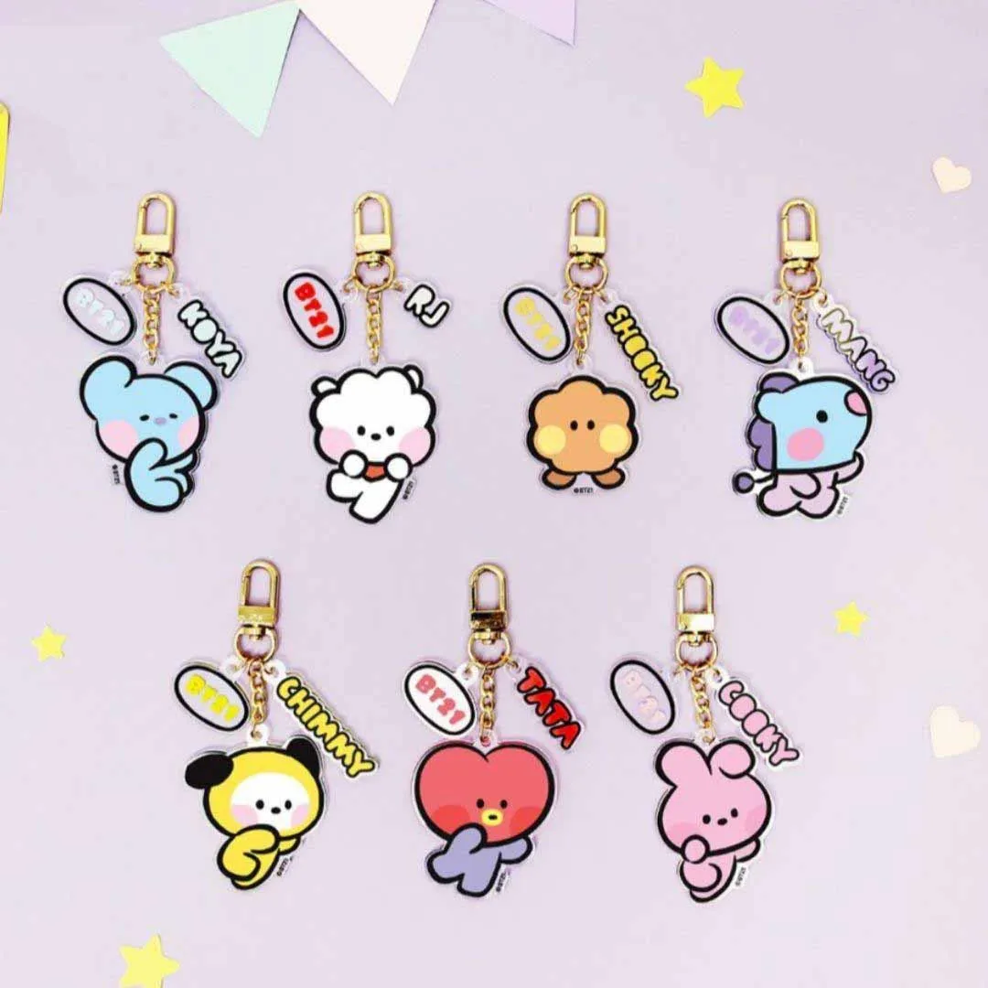

2022 New Bt21Ed Kawaii Anime 8X11Cm Acrylic Cute Cartoon Baby Keychain Backpack Pendant Jewelry Girl Gift Kids Toys