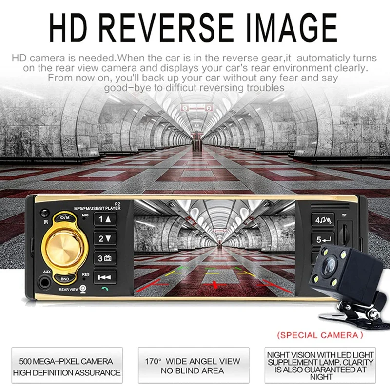 Однодиновая автомобильная стереосистема с Bluetooth и HD-экраном аудио резервной