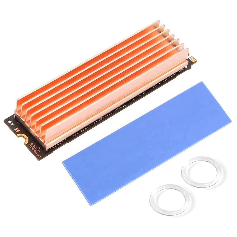 

M.2 Heatsink Pure Copper Nvme M2 2280 SSD DIY 7 Fins Cooler With Thermal Pad For Desk Computer(4 Pcs)