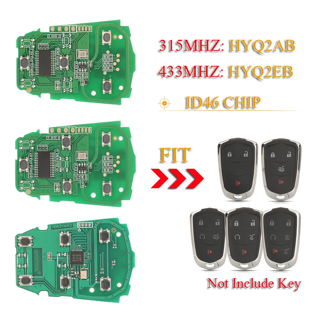 

jingyuqin Replacement 315/433MHZ HYQ2AB HYQ2EB Smart Remote Car Key Circuit Board Fob For Cadillac ATS XTS ATSL CTS SRX XT5